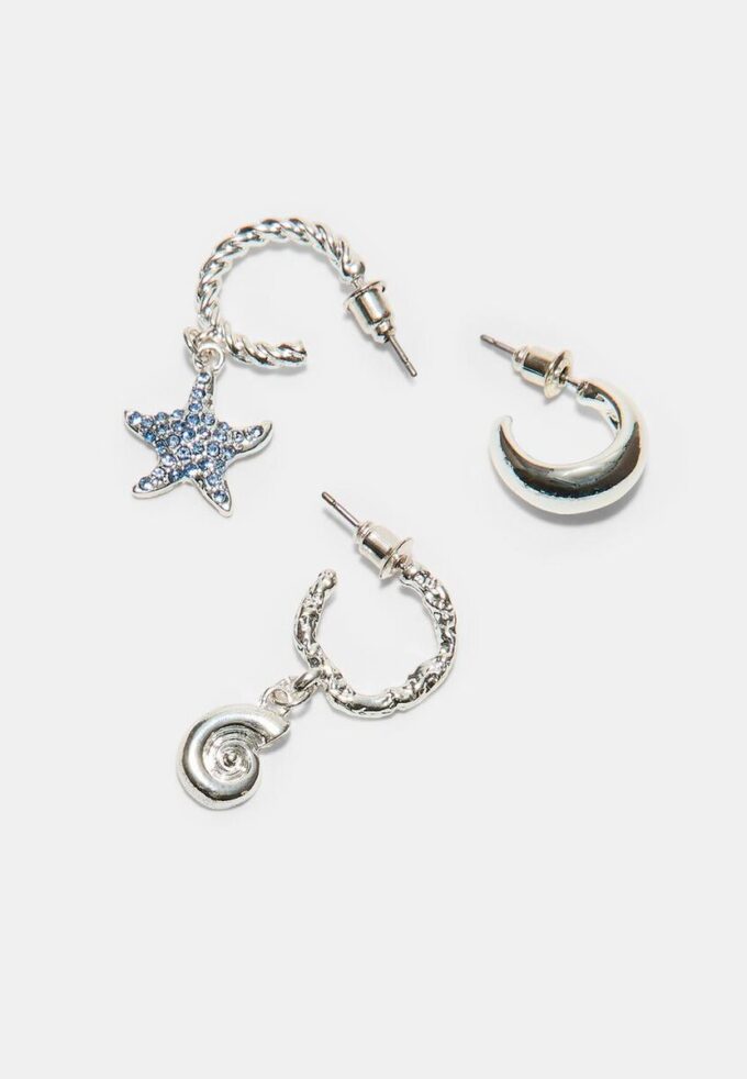 Set di 9 orecchini a stella marina con strass