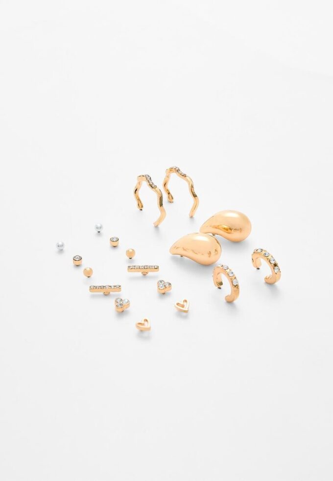 Set di 9 paia di mini orecchini a goccia