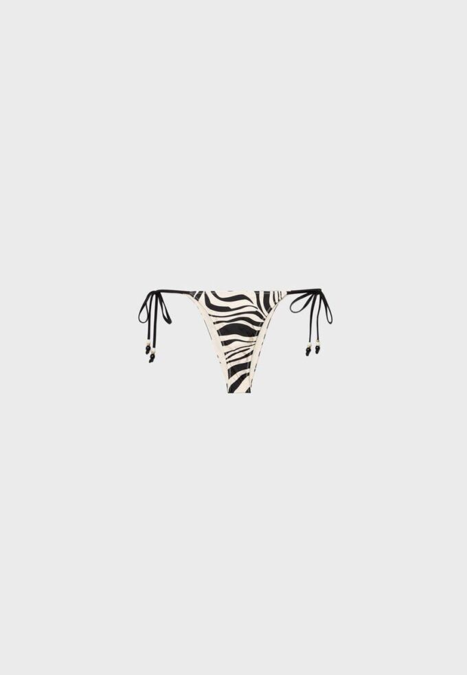 Slip bikini brasiliano stampato in raso