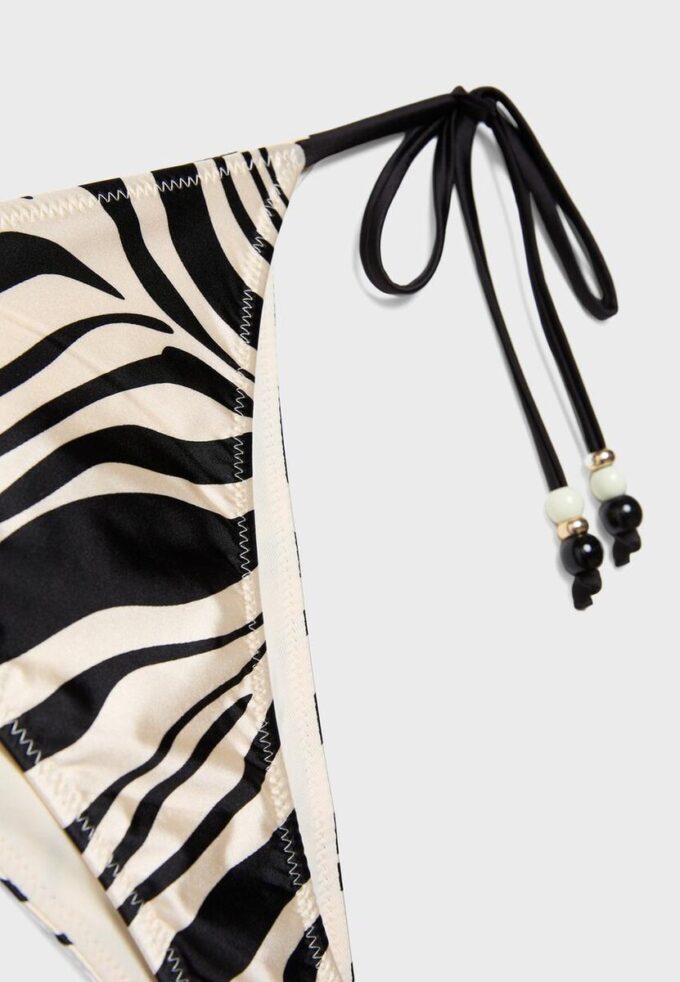 Slip bikini brasiliano stampato in raso