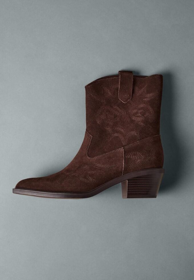 Stivaletti da cowboy con tacco in pelle crosta