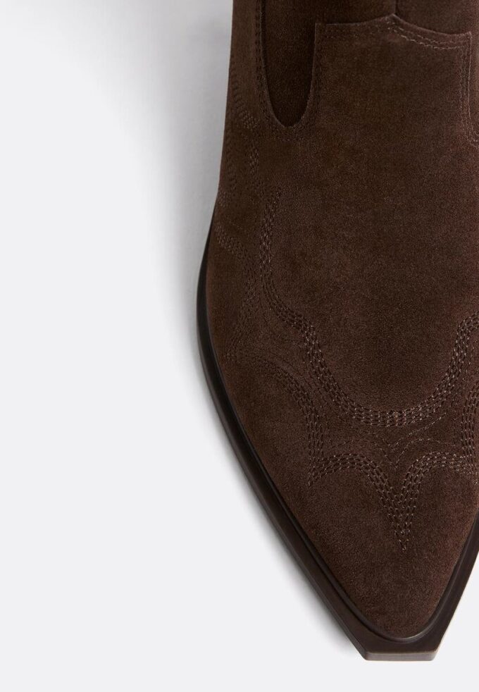 Stivaletti da cowboy con tacco in pelle crosta