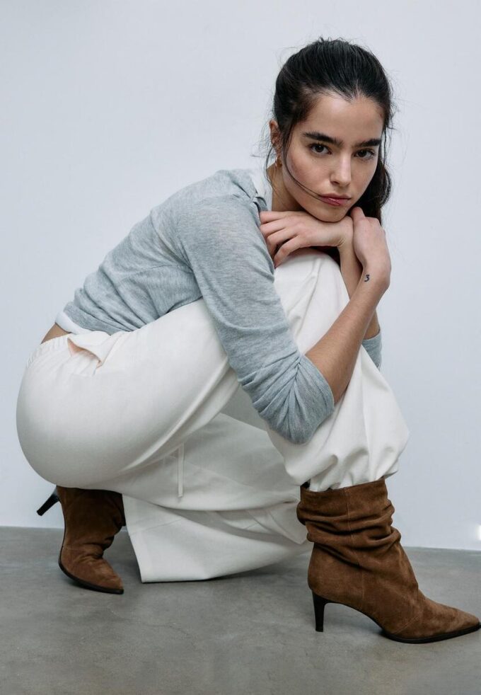 Stivaletti in pelle con tacco morbido