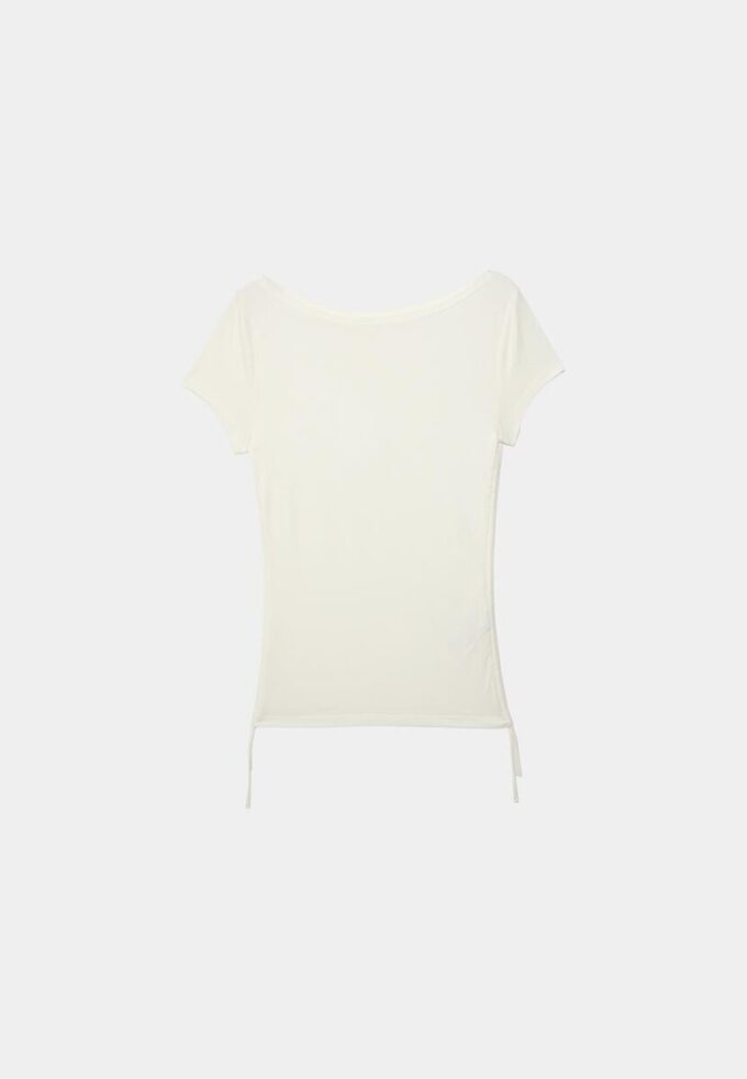 T-shirt a maniche corte con arricciature laterali