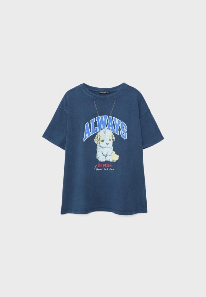 T-shirt a maniche corte con grafica e applicazione T-shirt a maniche corte con grafica e applicazione