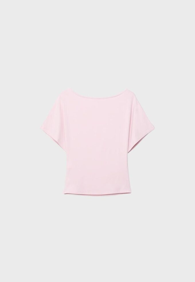 T-shirt a maniche corte con scollo a barchetta