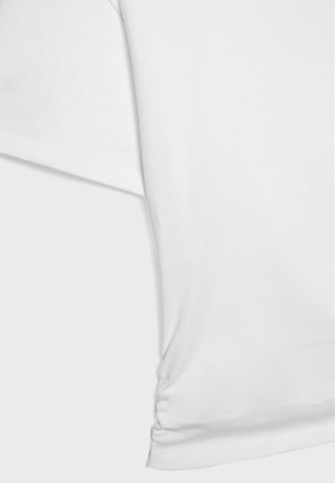 T-shirt a maniche corte con scollo a barchetta e arricciature T-shirt a maniche corte con scollo a barchetta e arricciature