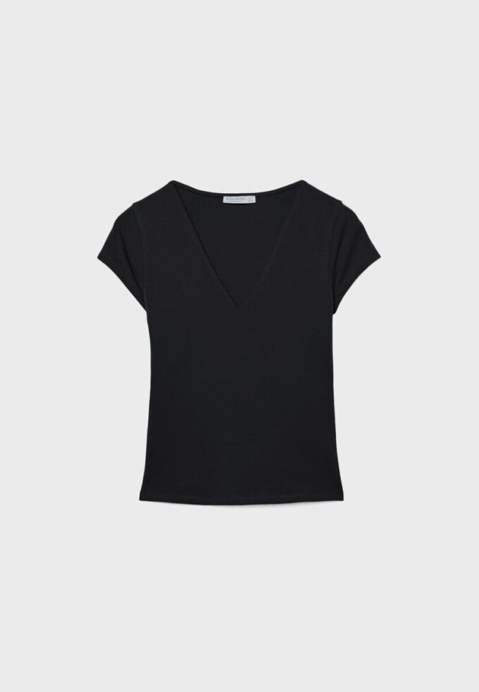 T-shirt a maniche corte con scollo a V