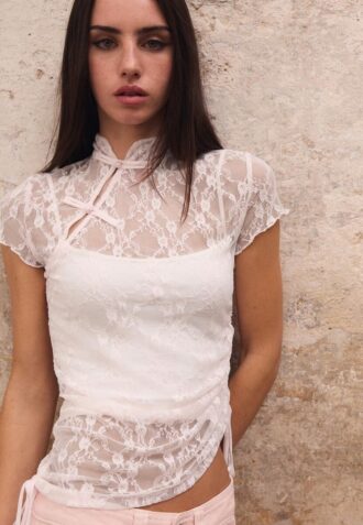 T-shirt a maniche corte stile qipao