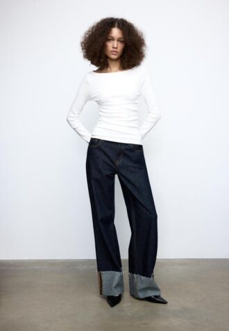 T-shirt a maniche lunghe con arricciatura