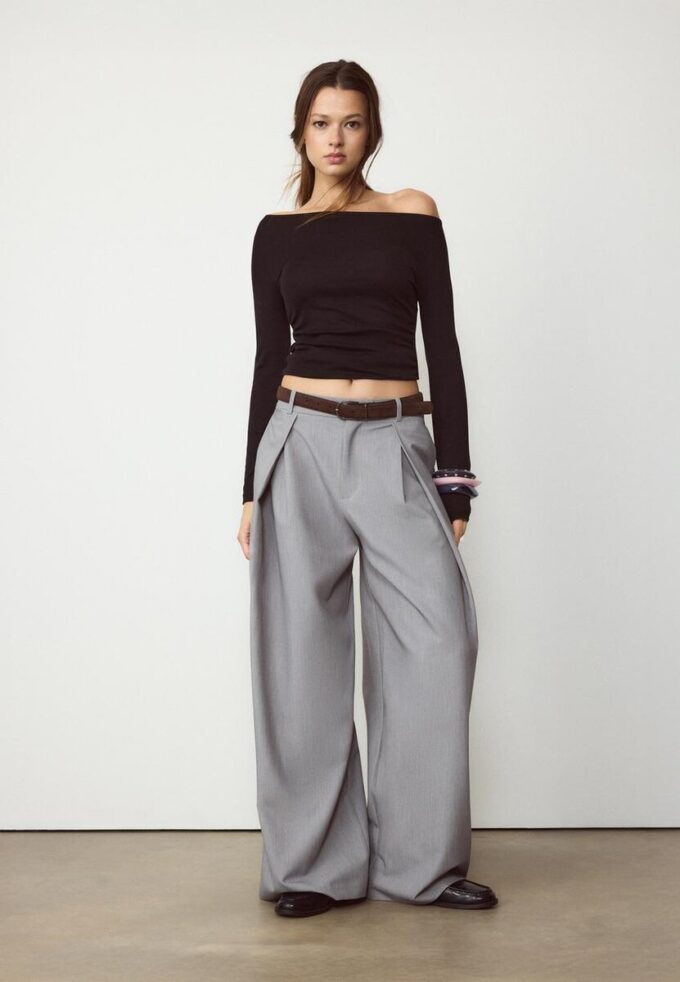 T-shirt a maniche lunghe con arricciatura