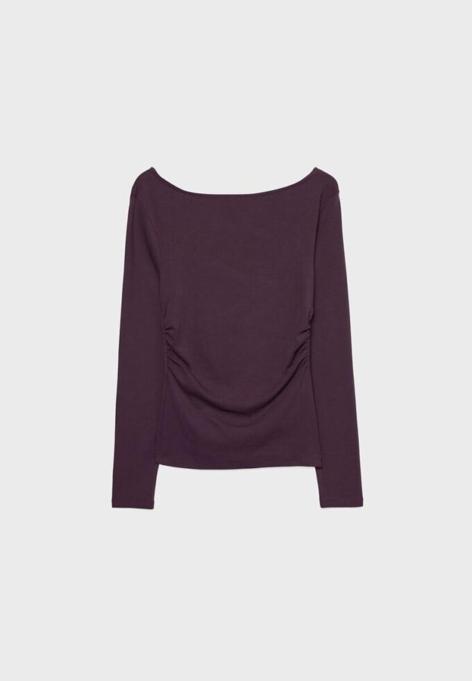 T-shirt a maniche lunghe con arricciatura