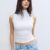T-shirt senza maniche con collo a imbuto