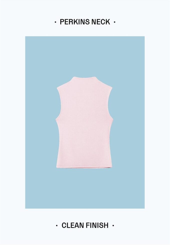 T-shirt senza maniche con collo a imbuto