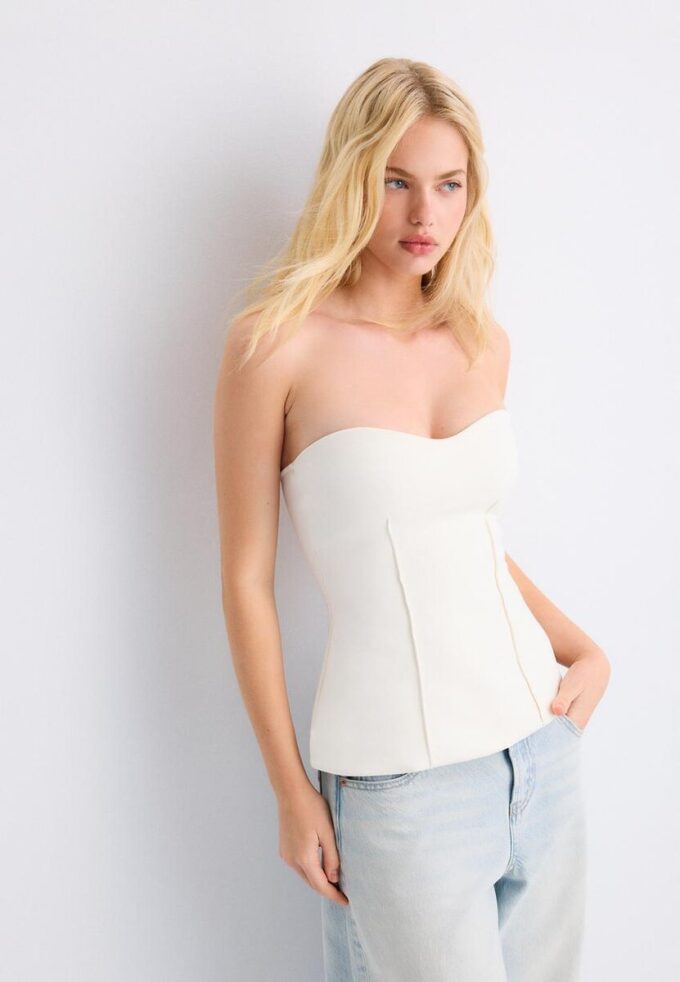 Top a fascia con scollo a cuore