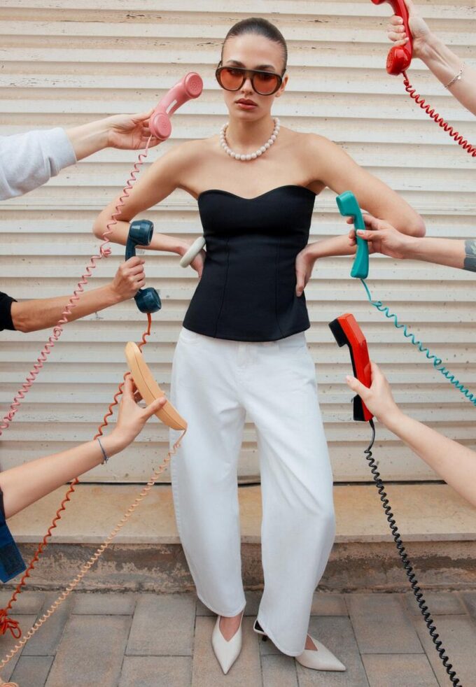 Top a fascia con scollo a cuore