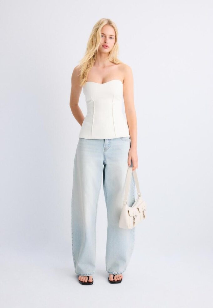 Top a fascia con scollo a cuore