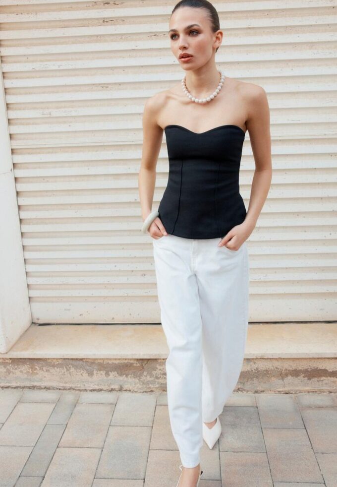 Top a fascia con scollo a cuore