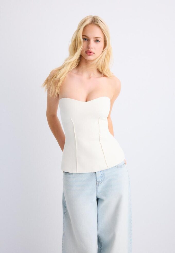 Top a fascia con scollo a cuore