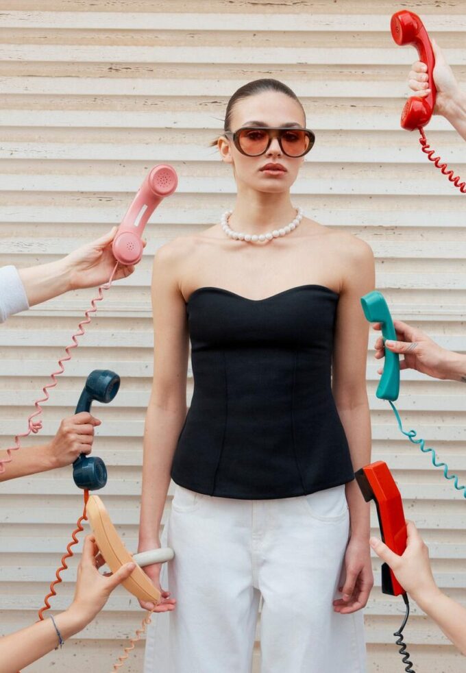 Top a fascia con scollo a cuore