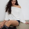 Top a mantella con scollo a barchetta