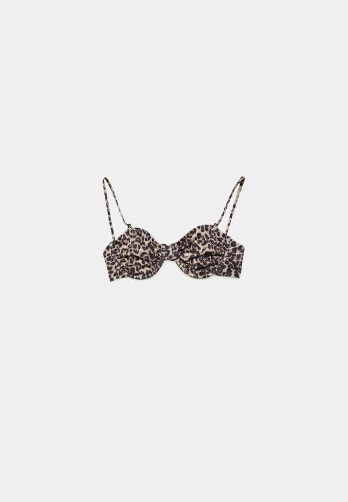 Top bikini a balconcino con stampa animalier Top bikini a balconcino con stampa animalier