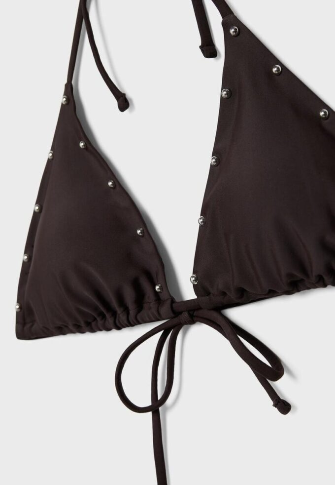 Top bikini a triangolo con borchie Top bikini a triangolo con borchie