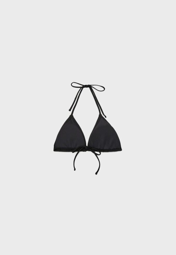 Top bikini a triangolo con fiori ricamati Top bikini a triangolo con fiori ricamati