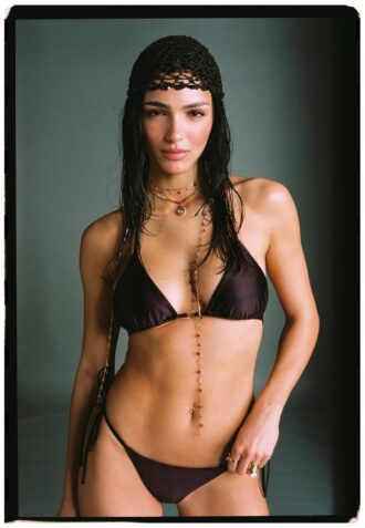 Top bikini a triangolo in raso