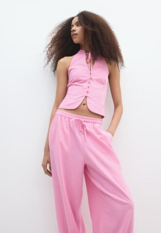 Top con scollo all’americana e bottoni in stile qipao