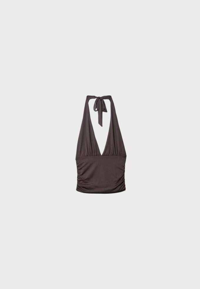 Top con scollo all’americana e laccio arricciato Top con scollo all’americana e laccio arricciato