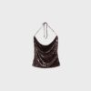 Top con scollo all’americana e paillettes