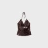 Top con scollo all’americana e paillettes