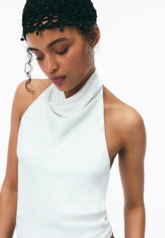 Top con scollo all’americana effetto raso