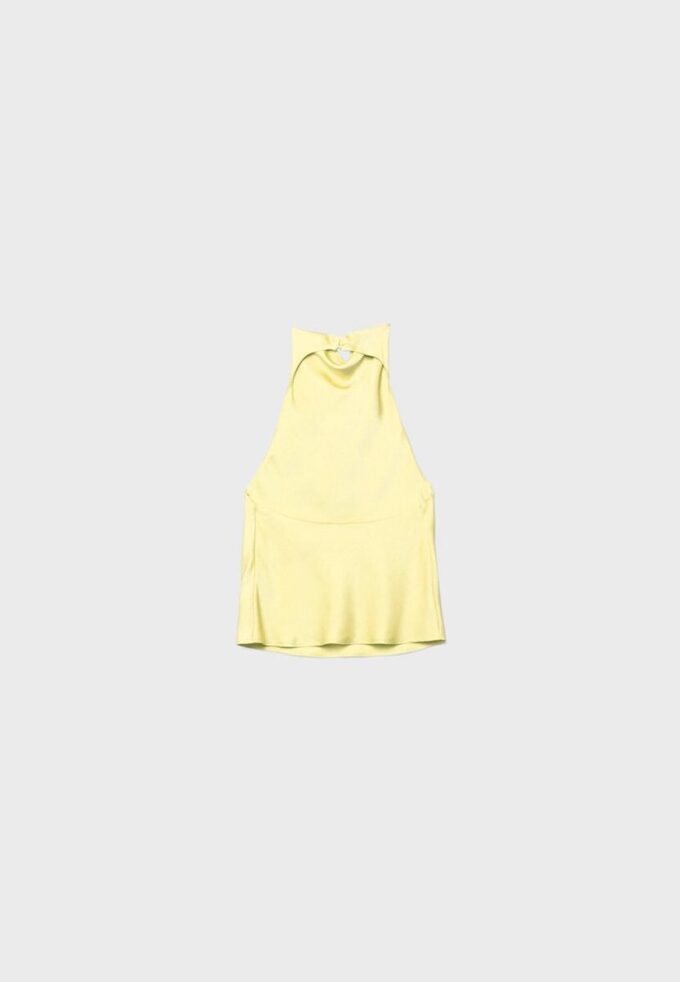 Top con scollo all’americana effetto raso