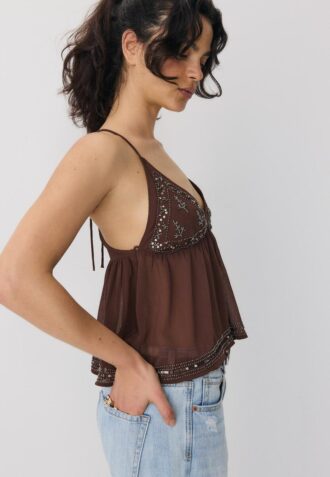 Top con spalline ricamato