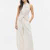 Top halter con nodo semi-increspato in stile qipao