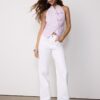 Top halter con nodo semi-increspato in stile qipao Top halter con nodo semi-increspato in stile qipao