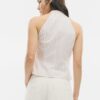 Top halter con nodo semi-increspato in stile qipao