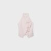 Top halter con nodo semi-increspato in stile qipao
