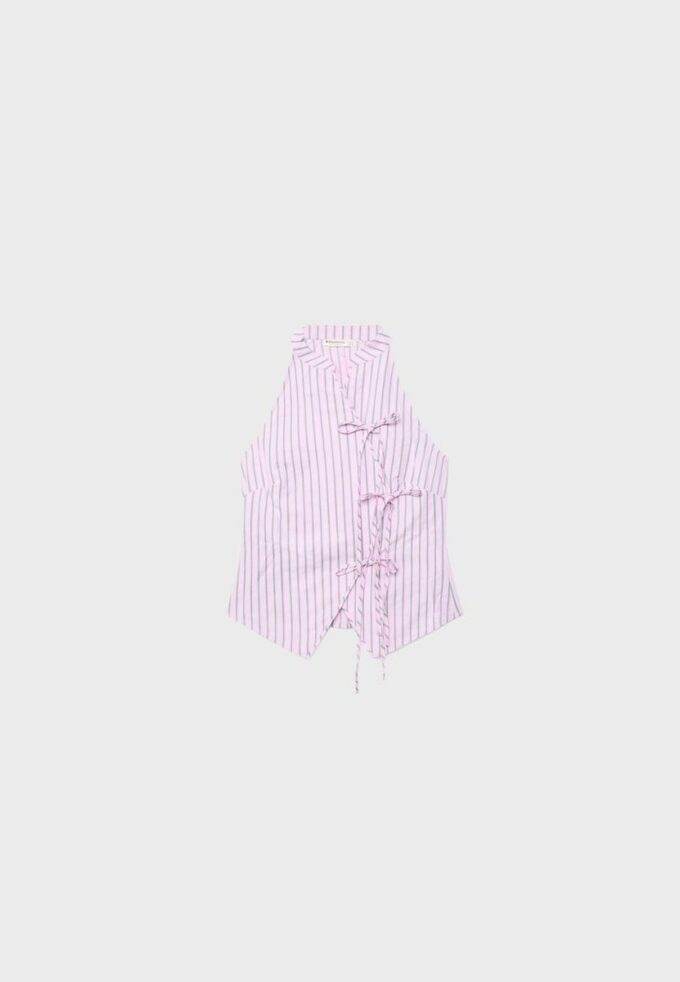 Top halter con nodo semi-increspato in stile qipao Top halter con nodo semi-increspato in stile qipao