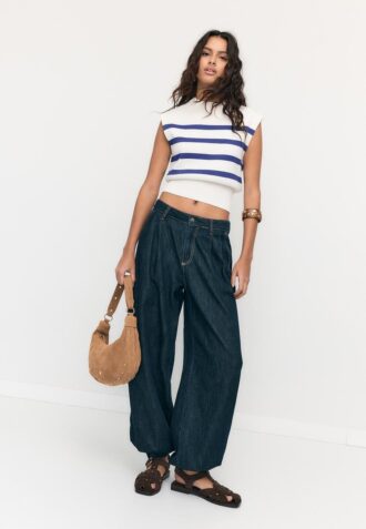 Top in maglia con collo rotondo