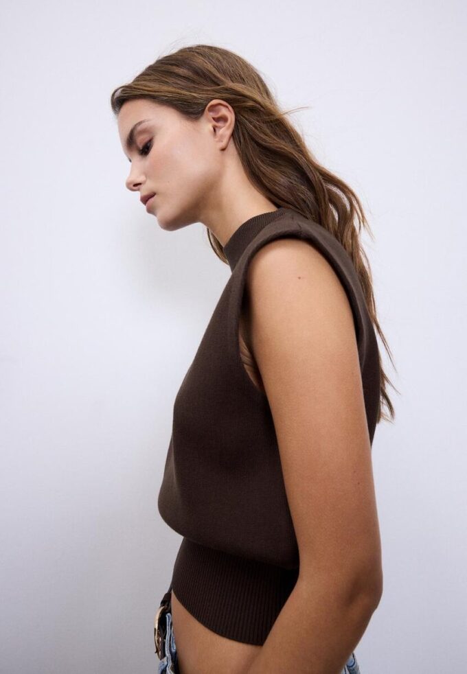 Top in maglia con collo rotondo