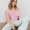 Top in maglia rustica con scollo a barchetta Top in maglia rustica con scollo a barchetta