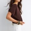 Top in maglia rustica con scollo a barchetta