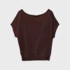 Top in maglia rustica con scollo a barchetta