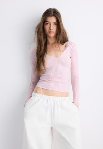 Top in pizzo senza cuciture