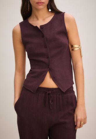 Top senza maniche abbottonato