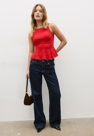 Top senza maniche con peplo