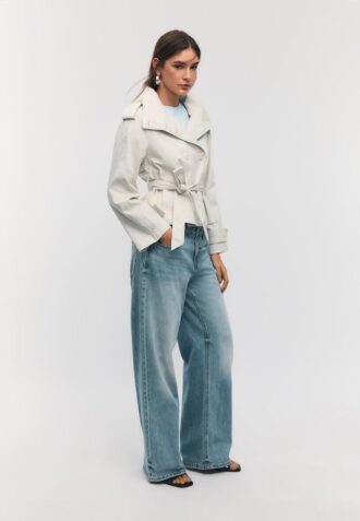 Trench a collo alto con cintura